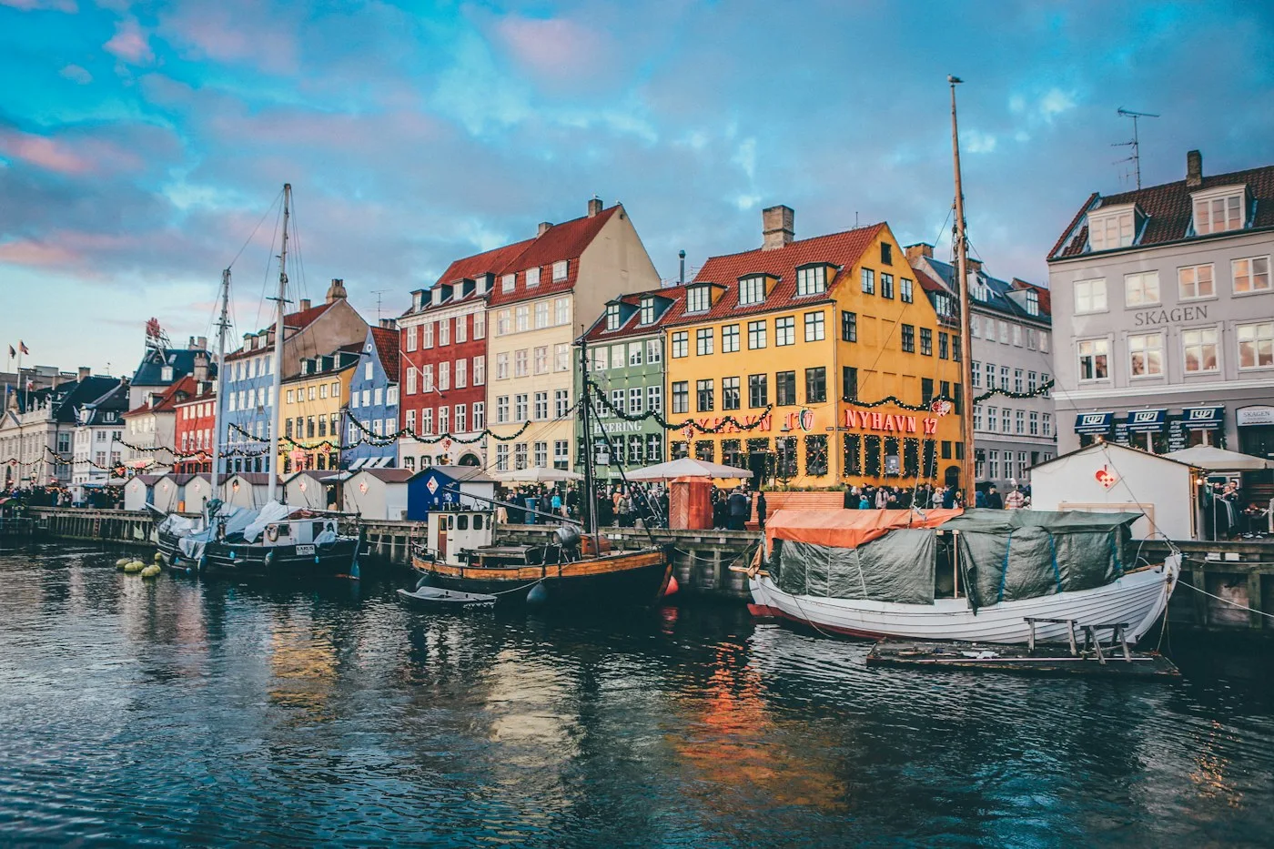 Colorful waterfront buildings in Copenhagen